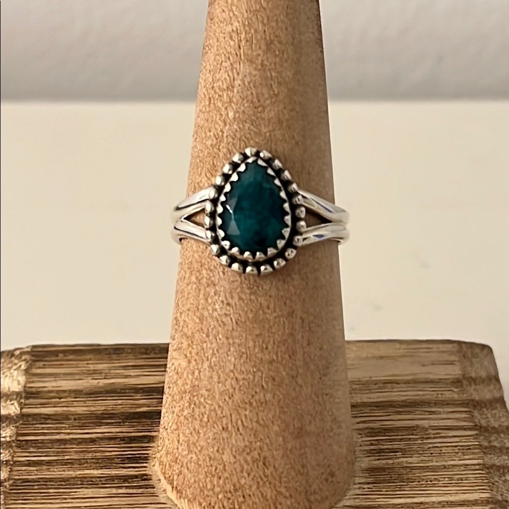 925 Solid Sterling Silver Pear Shaped Emerald Gem… - image 1